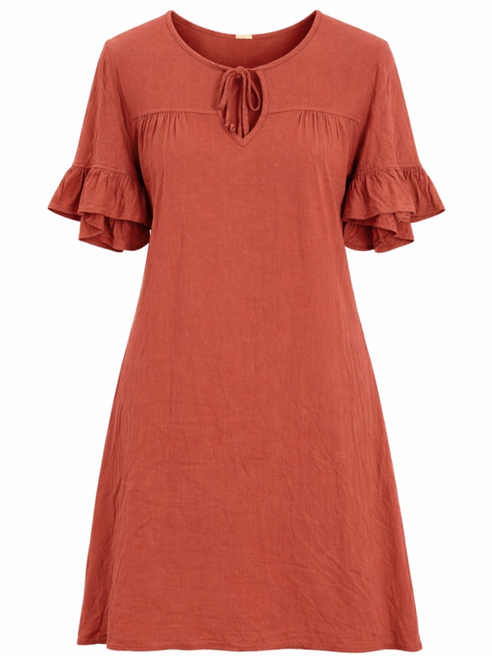 52Seven Flutter Sleeve Tie-Neck Mini Dress